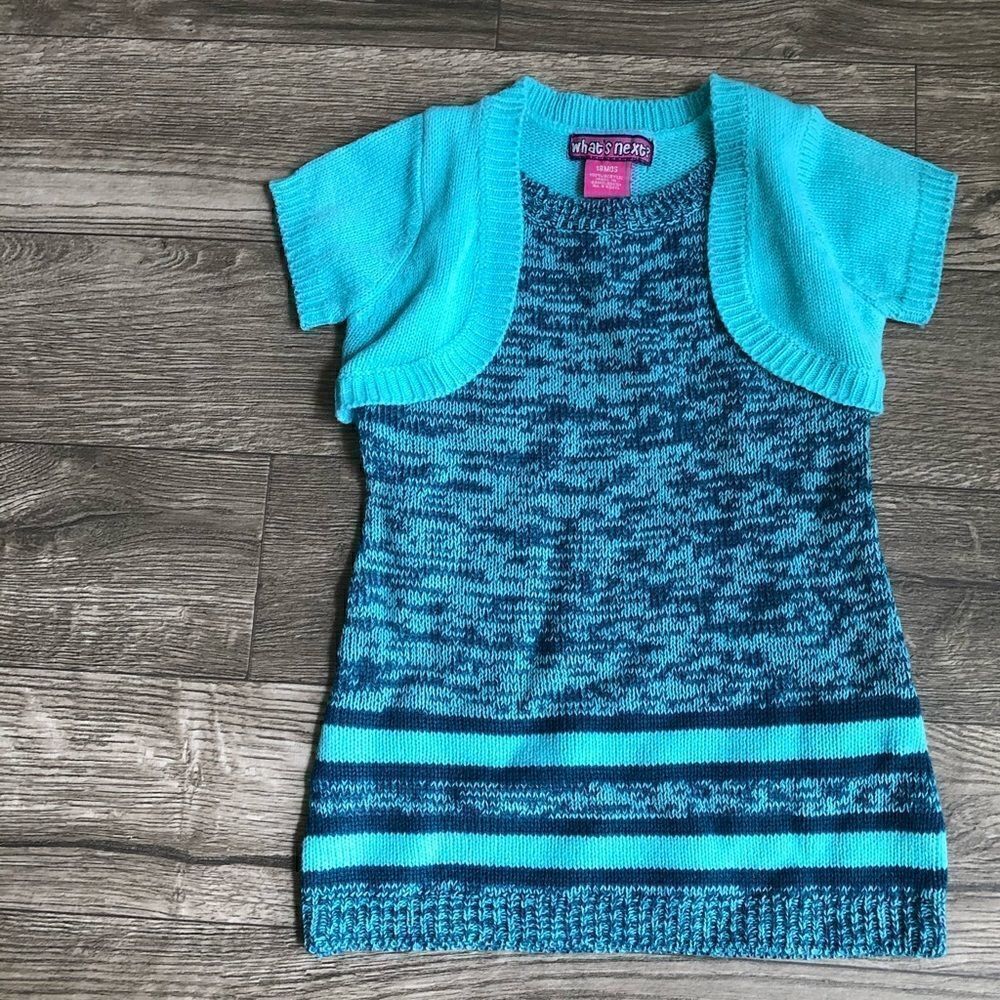 2/$20 Blue Twist Stripe Layered Sweater Dress, 18M